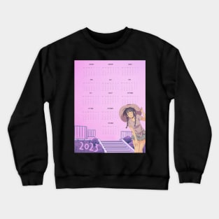 Summer Aesthetic Anime Girl 2023 Calendar Crewneck Sweatshirt